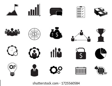 Business icons set. Icons for business, management, finance, strategy, marketing.