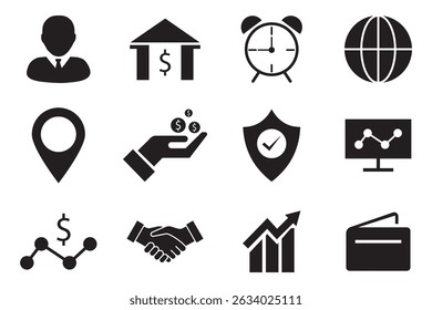 Business icons set. Icons for business, management, finance, strategy and marketing.