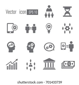Business icons set. Icons for business, management, finance, teamwork.