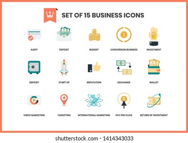 Business icons set for business, marketing, management