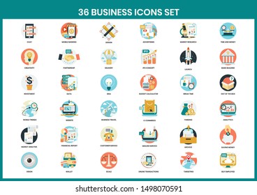 Business icons set for business, marketing, management