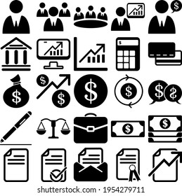 Business icons set. marketing, management, finance, strategy, 
