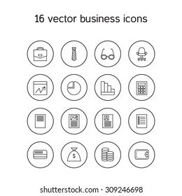 Business icons set. Office and document symbols. Vector