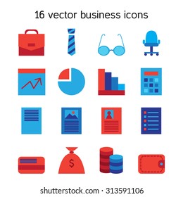 Business icons set. Office and document symbols. Vector