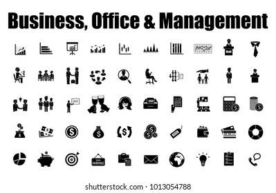 Business icons set. Icons for business, office, management, finance, strategy, marketing.