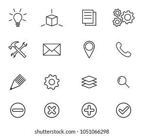 Business icons, set of outline minimal icons for online and print, collection of business and office icons