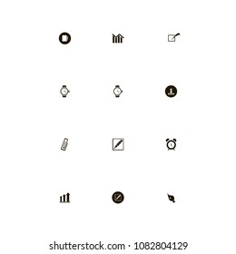 Business icons set. paper clip, watch, drawing and loss