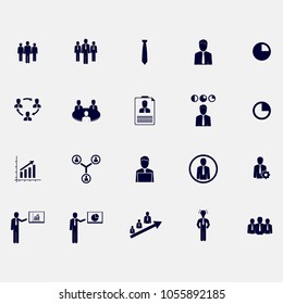 business icons set, presentation, user, money, diagram, graph, increase, partnership