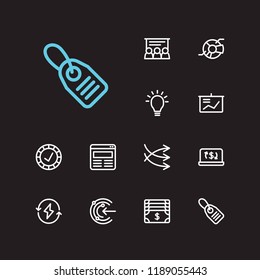 Business icons set. Reliable value and business icons with pie chart, energy and money. Set of payment for web app logo UI design.