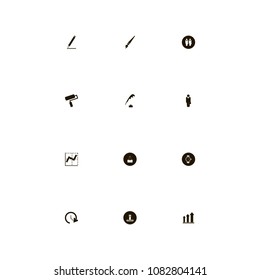 Business icons set. roller, statistics, businessman with suitcase and ink