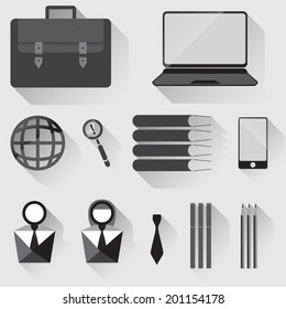 business icons set with shadow