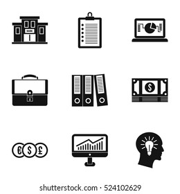 Business icons set. Simple illustration of 9 business vector icons for web