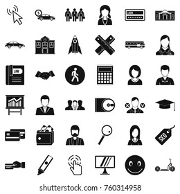 Business icons set. Simple style of 36 business vector icons for web isolated on white background