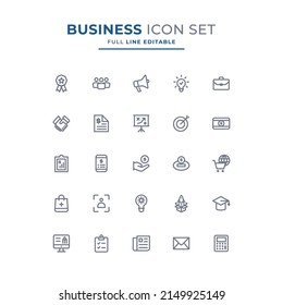 Business icons set simple vector outline Illustration. contains stroke can be changed as needed.