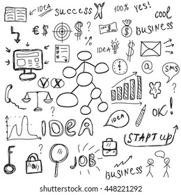 Business icons set sketch. Vector illustration
