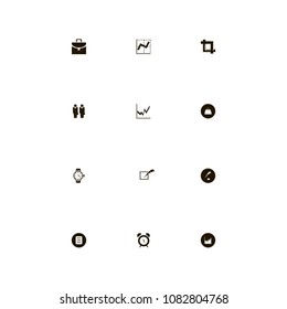 Business icons set. statistics, schedule, watch and pruning