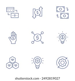 Business icons set. Thin Line style, editable stroke. exchange, donation, dollar, dollar symbol, diagram, development.