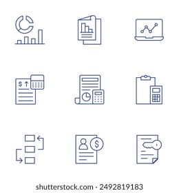 Business icons set. Thin Line style, editable stroke. strategy, analysis, accounting, credit, contract.