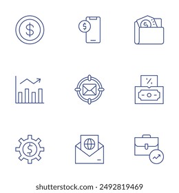 Business icons set. Thin Line style, editable stroke. business, inheritance, money, mobile, folder.