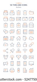 Business icons set. Thin line icons.