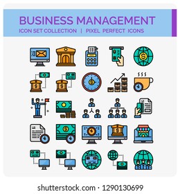 Business Icons Set. UI Pixel Perfect Well-crafted Vector Thin Line Icons. The illustrations are a vector.