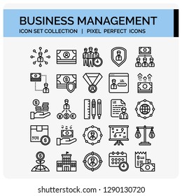 Business Icons Set. UI Pixel Perfect Well-crafted Vector Thin Line Icons. The illustrations are a vector.