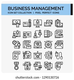 Business Icons Set. UI Pixel Perfect Well-crafted Vector Thin Line Icons. The illustrations are a vector.