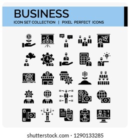 Business Icons Set. UI Pixel Perfect Well-crafted Vector Thin Line Icons. The illustrations are a vector.