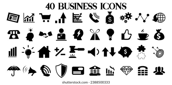 business icons. Set vector icons in flat design.