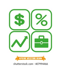 Business icons set vector illustration eps10, dollar, percent, briefcase, curve