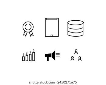 Business icons set vector line art