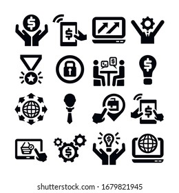 Business icons set. Vector icons set for business, management, finance, strategy and marketing