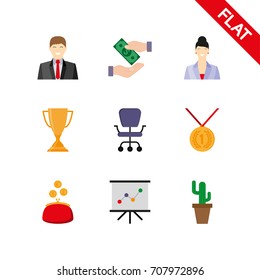 Business icons set for web and mobile application. Vector illustration on a white background. Flat design style.