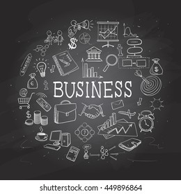 Business icons in sketch style