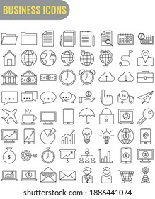 business icons in thin flat style