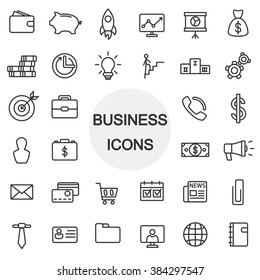 Business Icons Thin Line Set