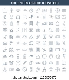business icons. Trendy 100 business icons. Contain icons such as case, bank support, structure, coin on hand, server, globe, group, credit card. business icon for web and mobile.