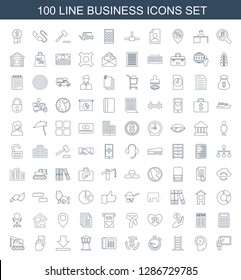 business icons. Trendy 100 business icons. Contain icons such as teacher, gear in head, ladder, stopwatch, Money, desk phone, airport tower. business icon for web and mobile.