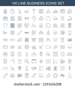 business icons. Trendy 100 business icons. Contain icons such as man, graph, globe, money on hand, lawn mower, outdoor chair, notebook, calendar. business icon for web and mobile.
