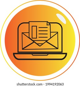 business icons, vector in black lines with yellow circular background