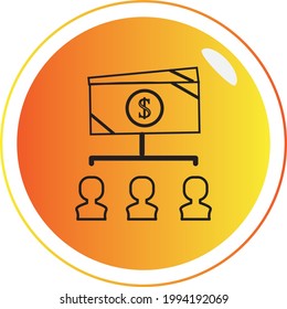 business icons, vector in black lines with yellow circular background