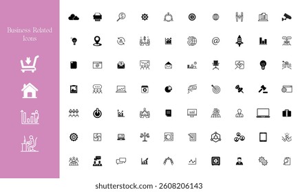 Business icons vector collection. Big UI icon set in a flat design.