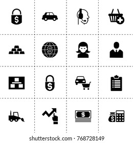 Business icons. vector collection filled business icons. includes symbols such as planning, atm and money sack, woman, gold, car, car shop. use for web, mobile and ui design.