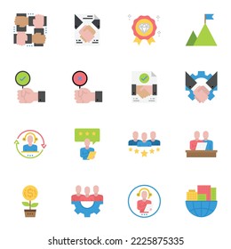 Iconos empresariales Ilustración vectorial, solución, servicio, equipo, liderazgo 