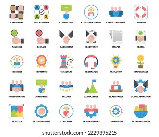Iconos empresariales Ilustración vectorial, solución, encuentro, equipo ,grupo