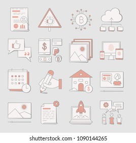 business and it icons, vector, isolated 