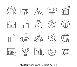 Business Icons - Vector Line. Editable Stroke.