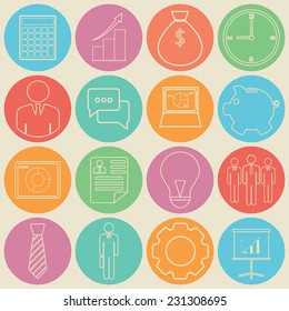 Business icons. Vector set, flat design, EPS 8.