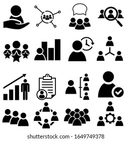 Business icons vector set, human resources illustration sign collection, management and users symbol.