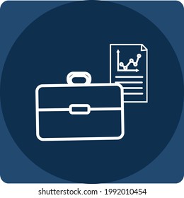 business icons, vector in white lines and blue background